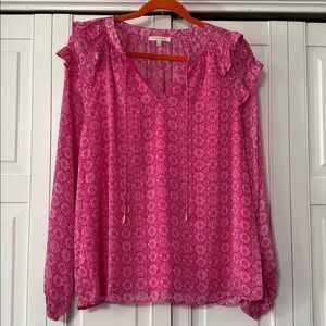 Skies Are Blue Pink Floral Blouse